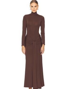 Bardot Chocolate Brown Long Sleeve Turtleneck Maxi Dress